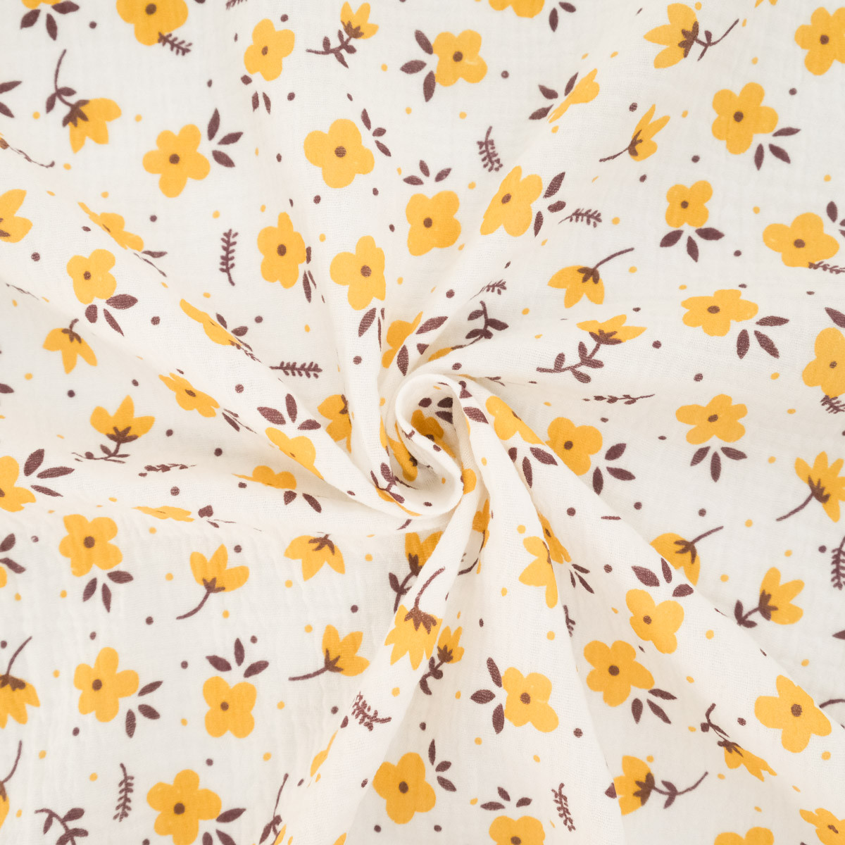 Double Gauze with Yellow Floral Print - Maison Klem